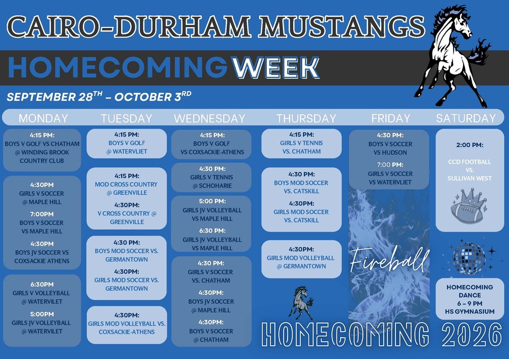 Homecoming Week 2026 schedule