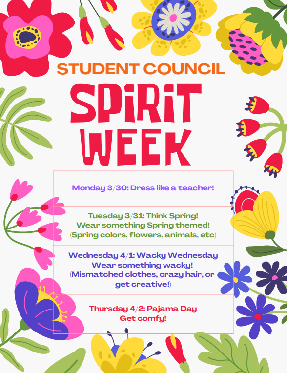 Student Council Spirit Week (3/30-4/2)