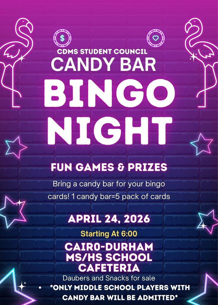 Candy Bar Bingo Night flyer