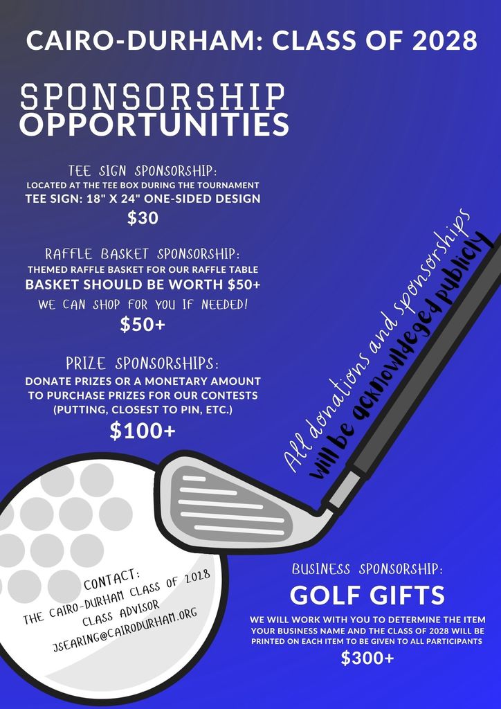 Golf Tournament 5th Annual - May 31, 2026 Sponsorship Opportunities