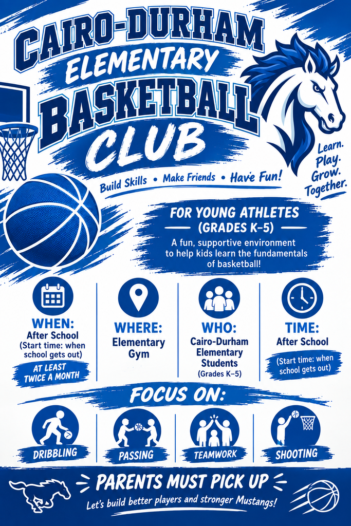 Cairo-Durham Elementary Basketball Club flyer
