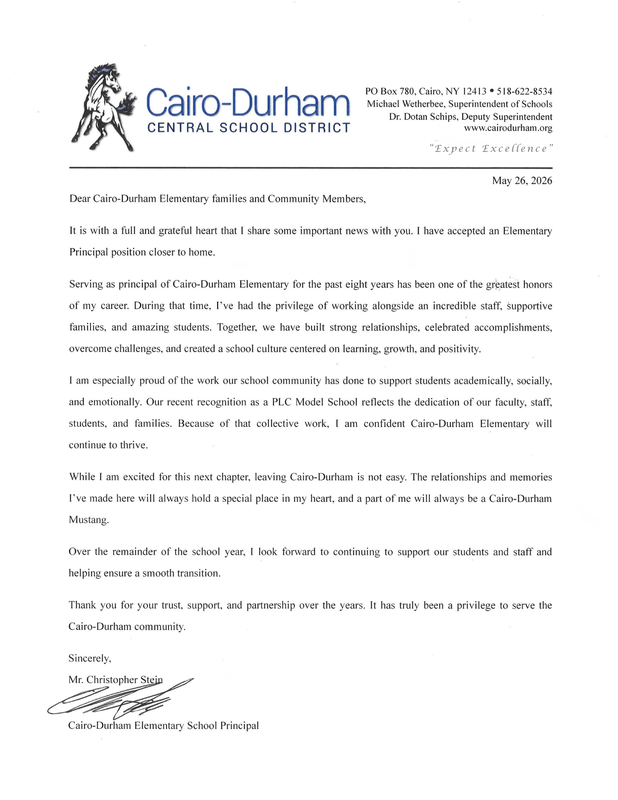 Important Message from CDES Principal, Chris Stein