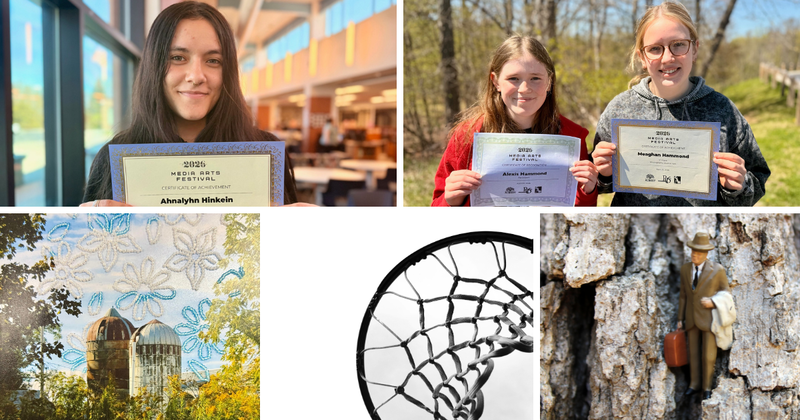 Collage with students pictured with their certificates