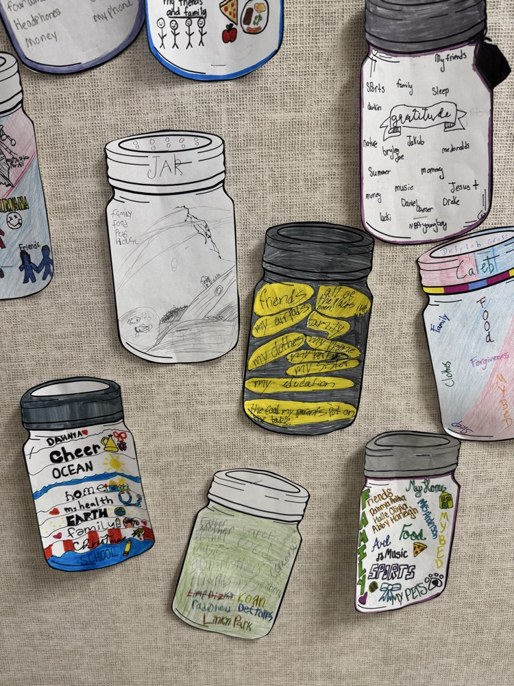 8th Grade English created Gratitude Jars showcasing everything they are thankful for. 