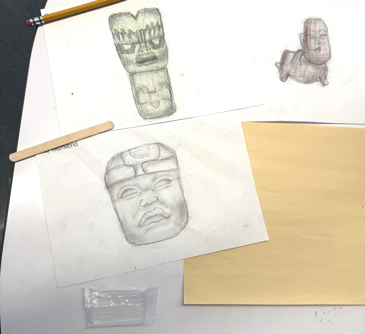 In November CMS 8th-grade students learned about the art of the Olmec, Maya, Aztec, and Inca civilizations.