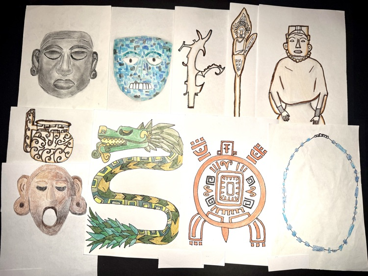 Some additional 8th-grade Mesoamerican art samples.
