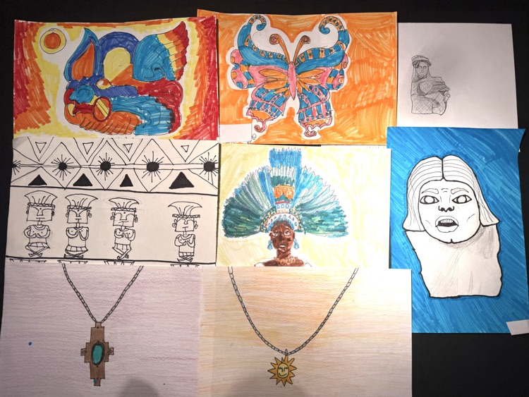 Some additional 8th-grade Mesoamerican art samples.