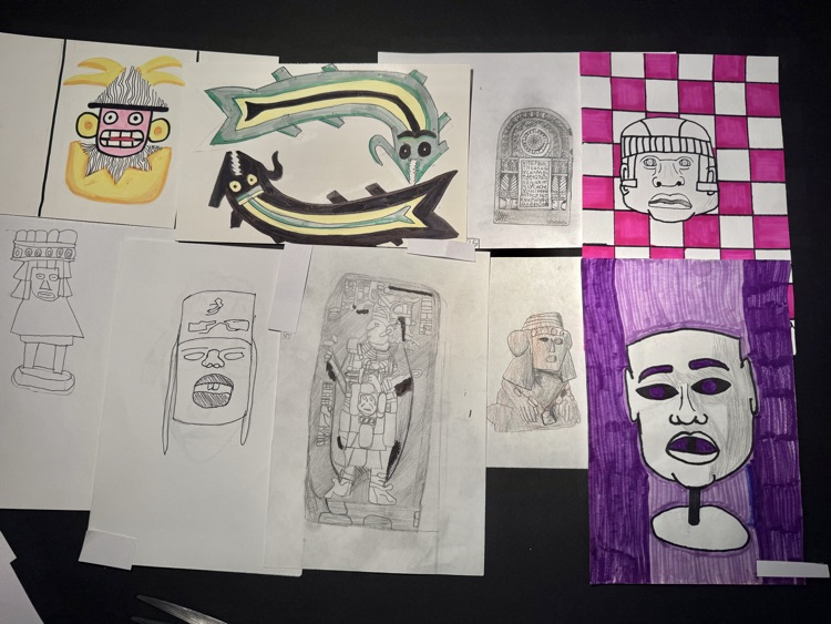 Some additional 8th-grade Mesoamerican art samples.