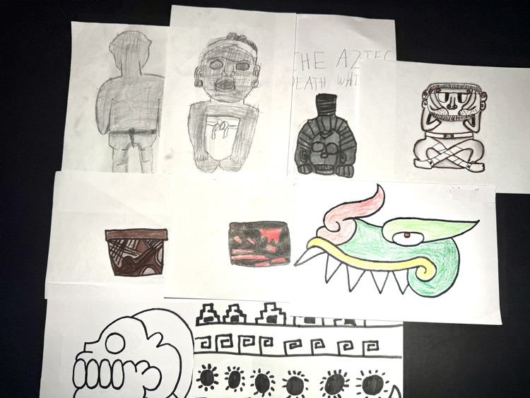 Some additional 8th-grade Mesoamerican art samples.