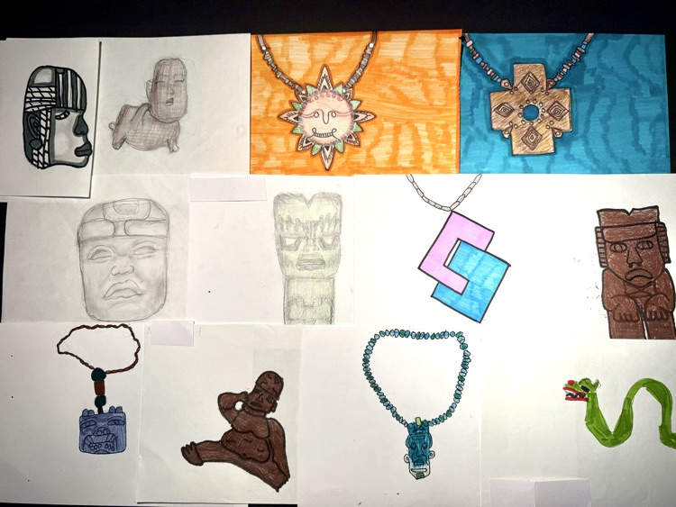 Some additional 8th-grade Mesoamerican art samples.