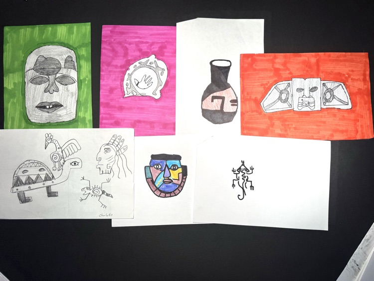 Some additional 8th-grade Mesoamerican art samples.