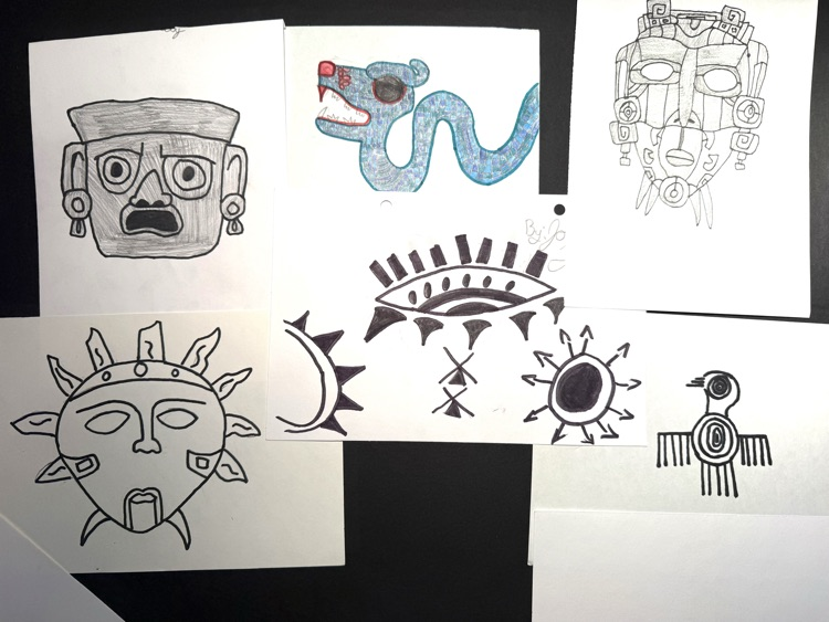 Some additional 8th-grade Mesoamerican art samples.