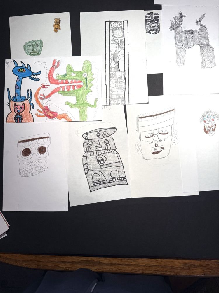 Some additional 8th-grade Mesoamerican art samples.