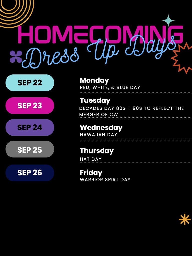 Elementary Homecoming Dress Up Days