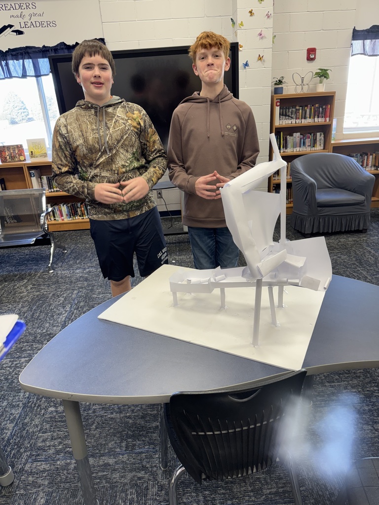 7th Grade STEM students sharing their Marble Run Challenge