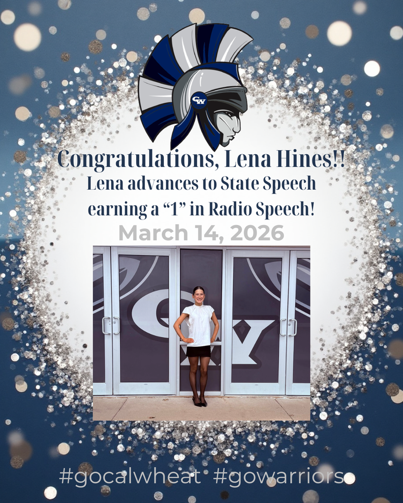 congratulations lena hines lena advances to state speech earning a "1" in Radio Speech march 14, 2026 #gocalwheat #gowarriors
