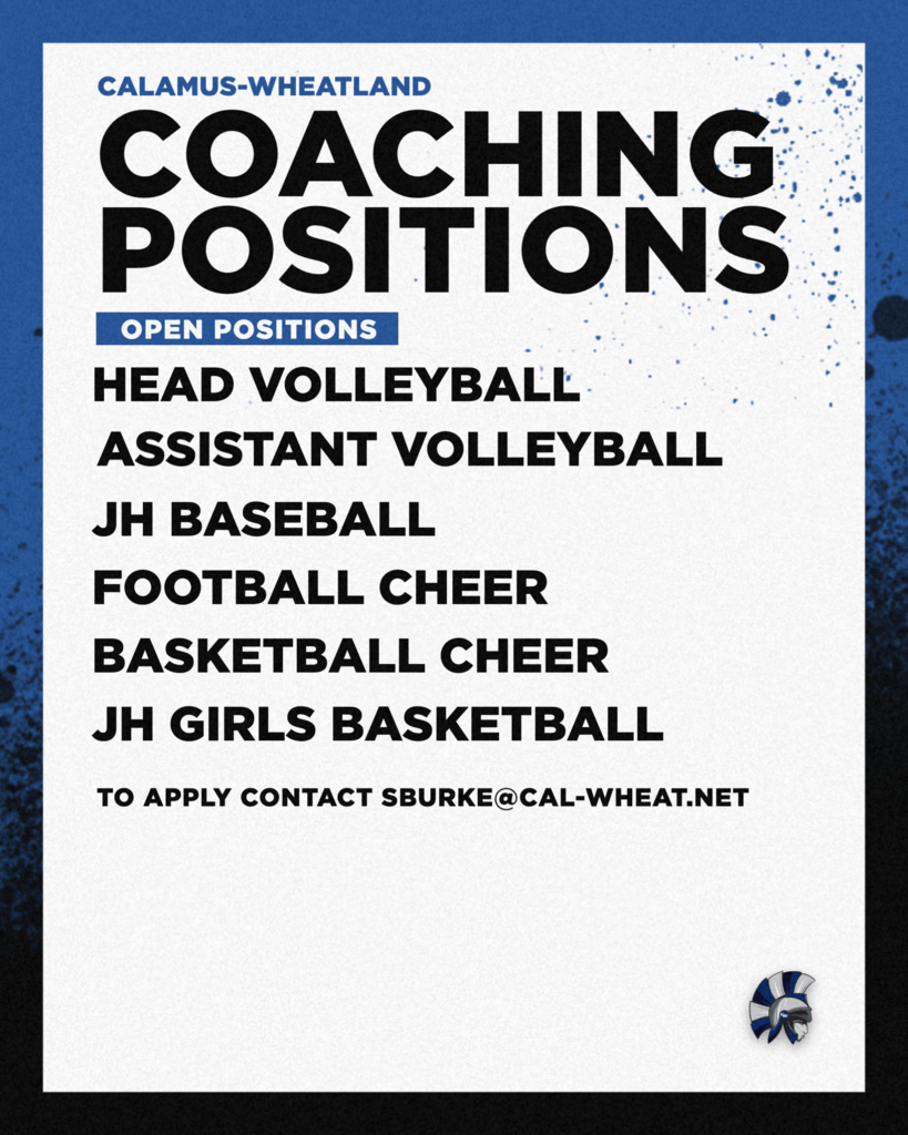 calamus wheatland coaching positions open positions head volleyball assistant volleyball jh baseball football cheer basketball  cheer jh girls basketball to apply contact sburke@cal-wheat.net