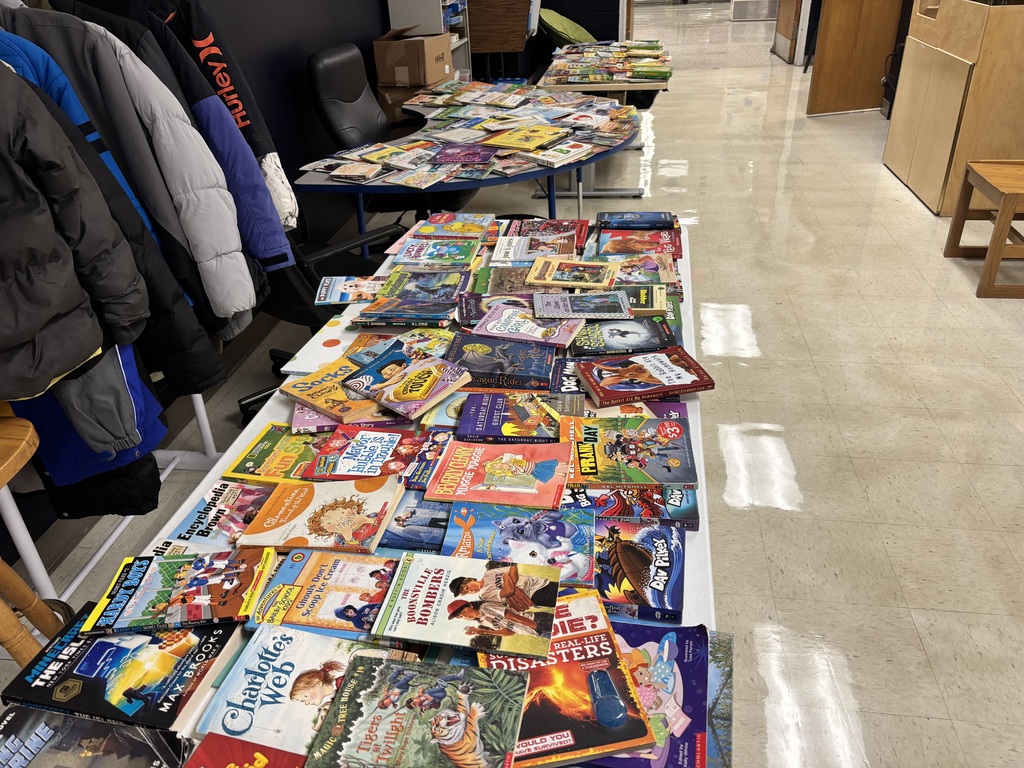 Books on a table for a book swap