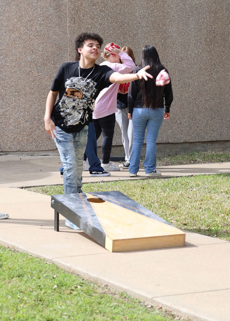 Geometry meets gameplay! 🎯 Mrs. [Teacher's Name]’s class put their probability skills to the test using cornhole boards. Hands-on learning makes math even more exciting! 📐✨ #CaldwellProu