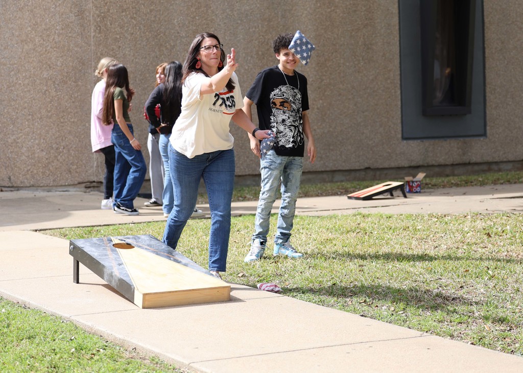 Geometry meets gameplay! 🎯 Mrs. [Teacher's Name]’s class put their probability skills to the test using cornhole boards. Hands-on learning makes math even more exciting! 📐✨ #CaldwellProu