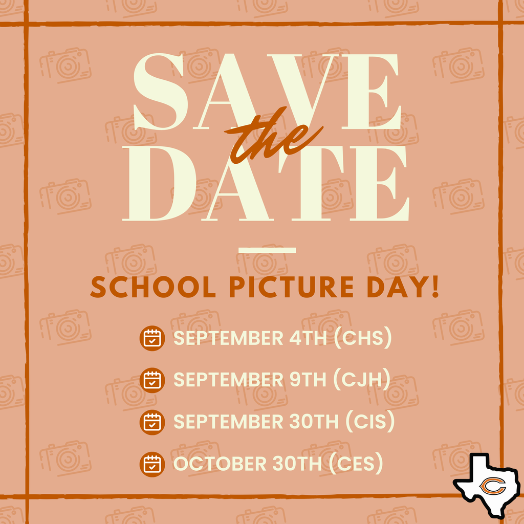 ๐ธ Say cheese, Hornets! School Picture Day is right around the cornerโmark your calendars! ๐๏ธ ๐ CHS โ September 4 ๐ CJH โ September 9 ๐ CIS โ September 30 ๐ CES โ October 30 We canโt wait to see those smiles! ๐งก๐ค