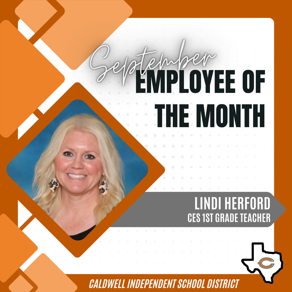 ๐ข ๐ฃ Announcing our MARCH Employee of the Month... ๐ ๐ฟ๐. ๐๐ถ๐ป๐ฑ๐ถ ๐๐ฒ๐ฟ๐ณ๐ผ๐ฟ๐ฑ! ๐ข ๐ฃ She was nominated by her Principal who says "In addition to her outstanding work in the classroom, Mrs. Herford has embraced her new role as a key member of our Teacher Leadership Collaborative with enthusiasm and dedication. She has demonstrated exceptional organization, a strong growth mindset, and a willingness to step in wholeheartedly to support her colleagues and our campus. Her positive leadership and commitment to both her students and her peers make her a truly deserving recipient of this recognition." Congratulations, Mrs. Herford, and THANK YOU for choosing Caldwell ISD! #CaldwellProud #CaldwellISD