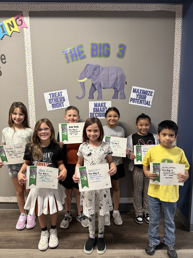 ๐ ๐๐จ๐ซ๐ง๐๐ญ ๐๐ก๐จ๐ฎ๐ญ๐จ๐ฎ๐ญ! ๐ At Caldwell Elementary, our students are living out ๐ง๐ต๐ฒ ๐๐ถ๐ด ๐ฏ: ๐ง๐ฟ๐ฒ๐ฎ๐ ๐ข๐๐ต๐ฒ๐ฟ๐ ๐ฅ๐ถ๐ด๐ต๐, ๐ ๐ฎ๐ธ๐ฒ ๐ฆ๐บ๐ฎ๐ฟ๐ ๐๐ฒ๐ฐ๐ถ๐๐ถ๐ผ๐ป๐, ๐ฎ๐ป๐ฑ ๐ ๐ฎ๐
๐ถ๐บ๐ถ๐๐ฒ ๐ฌ๐ผ๐๐ฟ ๐ฃ๐ผ๐๐ฒ๐ป๐๐ถ๐ฎ๐น. For August, these students were chosen by their peers as shining examples of our ๐๐ผ๐ฟ๐ฒ ๐ฉ๐ฎ๐น๐๐ฒ ๐ผ๐ณ ๐๐ต๐ฒ ๐ ๐ผ๐ป๐๐ต. ๐ We are so proud of the way they lead with kindness, responsibility, and school spirit every day! ๐๐ #CaldwellProud #CaldwellISD