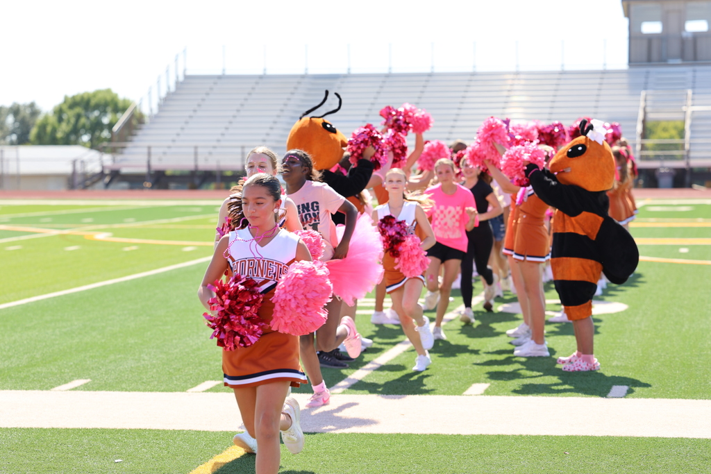 💗 𝐏𝐢𝐧𝐤 𝐎𝐮𝐭 𝐏𝐞𝐩 𝐑𝐚𝐥𝐥𝐲 𝐚𝐭 𝐂𝐉𝐇! 💗  Caldwell Junior High showed their Hornet spirit and support for Breast Cancer Awareness during today’s Pink Out Pep Rally! 🧡🤍💗 It was a great afternoon filled with energy, encouragement, and 𝗛𝗢𝗥𝗡𝗘𝗧 𝗣𝗥𝗜𝗗𝗘!  #CaldwellProud #CaldwellISD