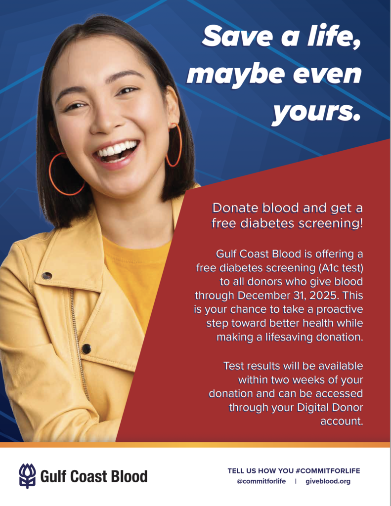 ๐ฉธ ๐๐น๐ผ๐ผ๐ฑ ๐๐ฟ๐ถ๐๐ฒ ๐ง๐ผ๐บ๐ผ๐ฟ๐ฟ๐ผ๐ ๐ฎ๐ ๐๐ฎ๐น๐ฑ๐๐ฒ๐น๐น ๐๐ถ๐ด๐ต ๐ฆ๐ฐ๐ต๐ผ๐ผ๐น! The ๐๐๐ฆ ๐ฆ๐๐๐ฑ๐ฒ๐ป๐ ๐๐ผ๐๐ป๐ฐ๐ถ๐น is sponsoring a ๐๐น๐ผ๐ผ๐ฑ ๐๐ฟ๐ถ๐๐ฒ tomorrow, ๐๐ฟ๐ถ๐ฑ๐ฎ๐, ๐ข๐ฐ๐๐ผ๐ฏ๐ฒ๐ฟ ๐ญ๐ณ, from ๐ด:๐ฌ๐ฌ ๐ฎ.๐บ. ๐๐ผ ๐ฏ:๐ฌ๐ฌ ๐ฝ.๐บ. in the ๐๐ผ๐ป๐ผ๐ฟ ๐๐ผ๐ฎ๐ฐ๐ต. Their goal is ๐ฎ๐ฑ ๐๐ผ๐๐ฎ๐น ๐ฑ๐ผ๐ป๐ผ๐ฟ๐ โ letโs help them reach it! ๐ All donors will receive a free T-shirt and Diabetes (A1c) testing courtesy of the Gulf Coast Regional Blood Center. Appointments are preferred, but walk-ins are welcome! โก๏ธ ๐๐ฎ๐. ๐๐ฟ๐ถ๐ป๐ธ. ๐๐ฟ๐ถ๐ป๐ด ๐.๐. #CaldwellProud #CaldwellISD