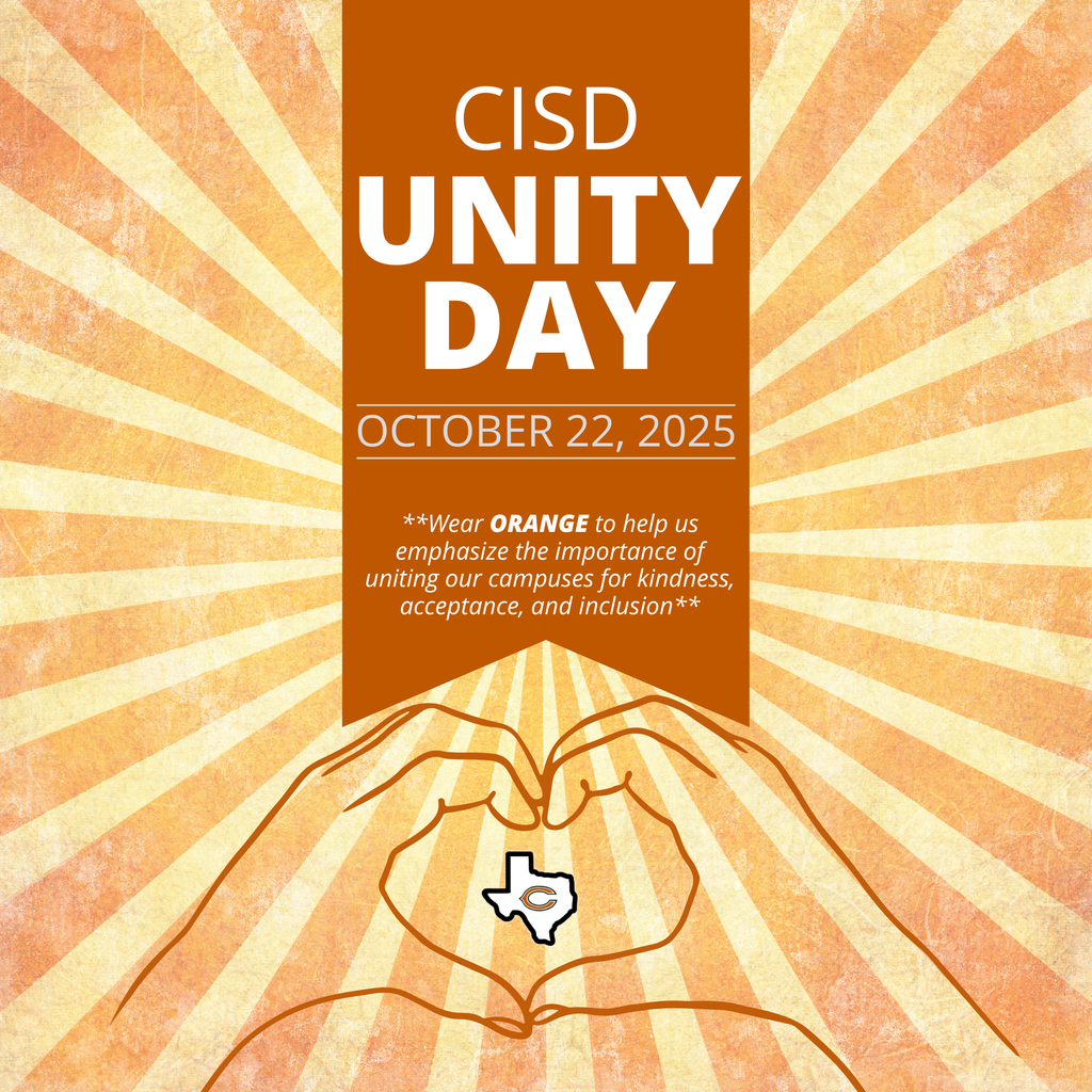 ๐งก CISD Unity Day โ This Wednesday, October 22! ๐งก This Wednesday, weโre coming together across Caldwell ISD to celebrate kindness, acceptance, and inclusion. Join us by wearing ORANGE to show your support and help us emphasize the importance of standing united as one district, one community, and one Hornet family. #CaldwellProud #CaldwellISD