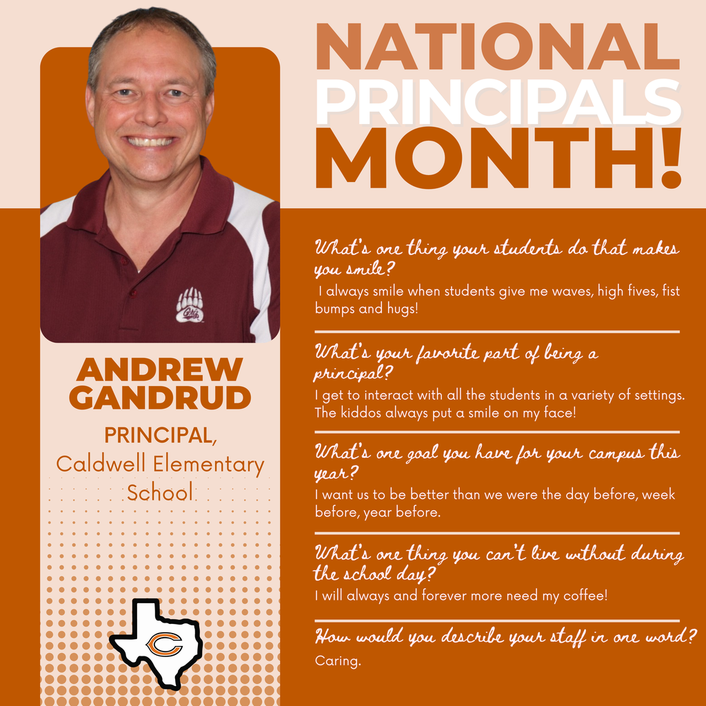 ๐ ๐ช๐ฟ๐ฎ๐ฝ๐ฝ๐ถ๐ป๐ด ๐จ๐ฝ ๐ก๐ฎ๐๐ถ๐ผ๐ป๐ฎ๐น ๐ฃ๐ฟ๐ถ๐ป๐ฐ๐ถ๐ฝ๐ฎ๐น๐ ๐ ๐ผ๐ป๐๐ต! Weโre closing out our Principal Spotlights by celebrating ๐ ๐ฟ. ๐๐ป๐ฑ๐ฟ๐ฒ๐ ๐๐ฎ๐ป๐ฑ๐ฟ๐๐ฑ, Principal of Caldwell Elementary School! His dedication and caring leadership help make CES such a special place for our youngest Hornets to learn and grow. ๐งก #CaldwellProud #CaldwellISD