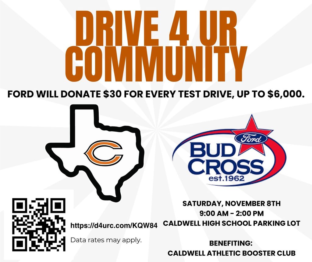 𝗗𝗢𝗡'𝗧 𝗙𝗢𝗥𝗚𝗘𝗧‼️ 🗓️ The 𝗗𝗿𝗶𝘃𝗲 𝟰 𝗨𝗥 𝗖𝗼𝗺𝗺𝘂𝗻𝗶𝘁𝘆 event is happening 𝘁𝗵𝗶𝘀 𝗦𝗮𝘁𝘂𝗿𝗱𝗮𝘆, 𝗡𝗼𝘃. 𝟴 | 𝟵𝗔𝗠–𝟮𝗣𝗠! Every test drive = $30 for the 𝗖𝗮𝗹𝗱𝘄𝗲𝗹𝗹 𝗔𝘁𝗵𝗹𝗲𝘁𝗶𝗰 𝗕𝗼𝗼𝘀𝘁𝗲𝗿 𝗖𝗹𝘂𝗯. Let’s hit that $6,000 goal! 🚗💨  📍Caldwell High School Parking Lot