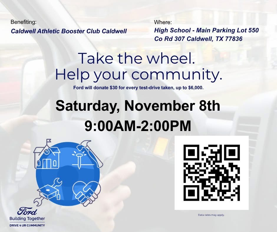 𝗗𝗢𝗡'𝗧 𝗙𝗢𝗥𝗚𝗘𝗧‼️ 🗓️ The 𝗗𝗿𝗶𝘃𝗲 𝟰 𝗨𝗥 𝗖𝗼𝗺𝗺𝘂𝗻𝗶𝘁𝘆 event is happening 𝘁𝗵𝗶𝘀 𝗦𝗮𝘁𝘂𝗿𝗱𝗮𝘆, 𝗡𝗼𝘃. 𝟴 | 𝟵𝗔𝗠–𝟮𝗣𝗠! Every test drive = $30 for the 𝗖𝗮𝗹𝗱𝘄𝗲𝗹𝗹 𝗔𝘁𝗵𝗹𝗲𝘁𝗶𝗰 𝗕𝗼𝗼𝘀𝘁𝗲𝗿 𝗖𝗹𝘂𝗯. Let’s hit that $6,000 goal! 🚗💨  📍Caldwell High School Parking Lot