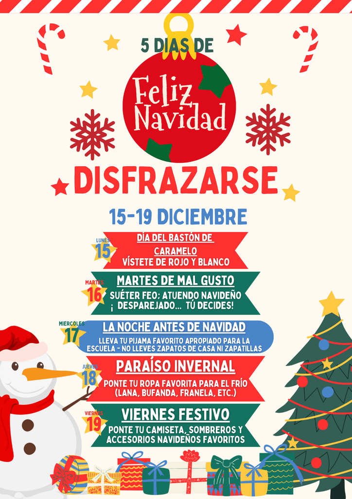 ✨ 𝗖𝗵𝗿𝗶𝘀𝘁𝗺𝗮𝘀 𝗱𝗿𝗲𝘀𝘀-𝘂𝗽 𝗱𝗮𝘆𝘀 𝗮𝗿𝗲 𝗰𝗼𝗺𝗶𝗻𝗴 𝘀𝗼𝗼𝗻! Here’s a peek at our fun holiday spirit days for December 15–19 so families can plan ahead. Participation is always optional—just join in the fun if you can! 🎄❤️ #CaldwellProud #CaldwellISD