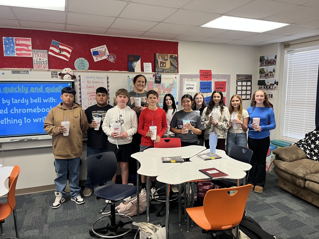 ๐ Congratulations to Ms. Reedโs 5th period at CJH for earning the highest attendance in December! Their reward? Sonic drinks as a sweet way to celebrate showing up and showing out! ๐งก๐ค #CaldwellProud #CaldwellISD