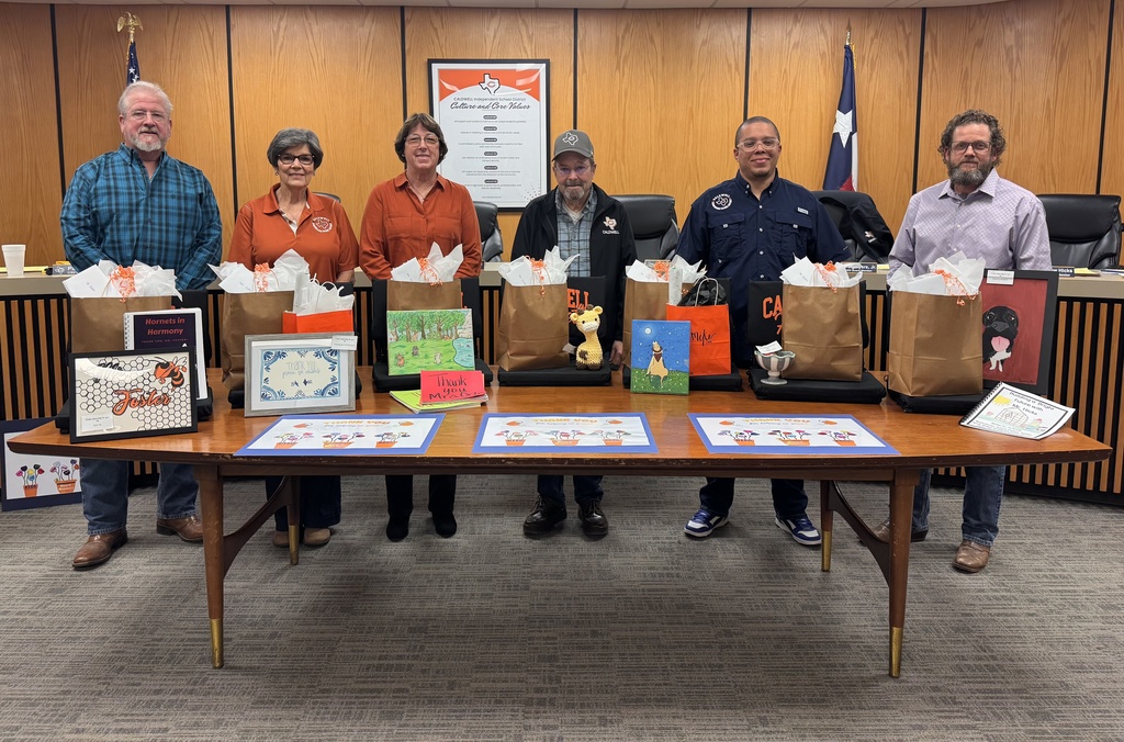 We were proud to recognize our Caldwell ISD Board of Trustees at last nightโs meeting with campus gifts in honor of School Board Appreciation Month. Thank you for your leadership and dedication to our district. #CaldwellProud #CaldwellISD