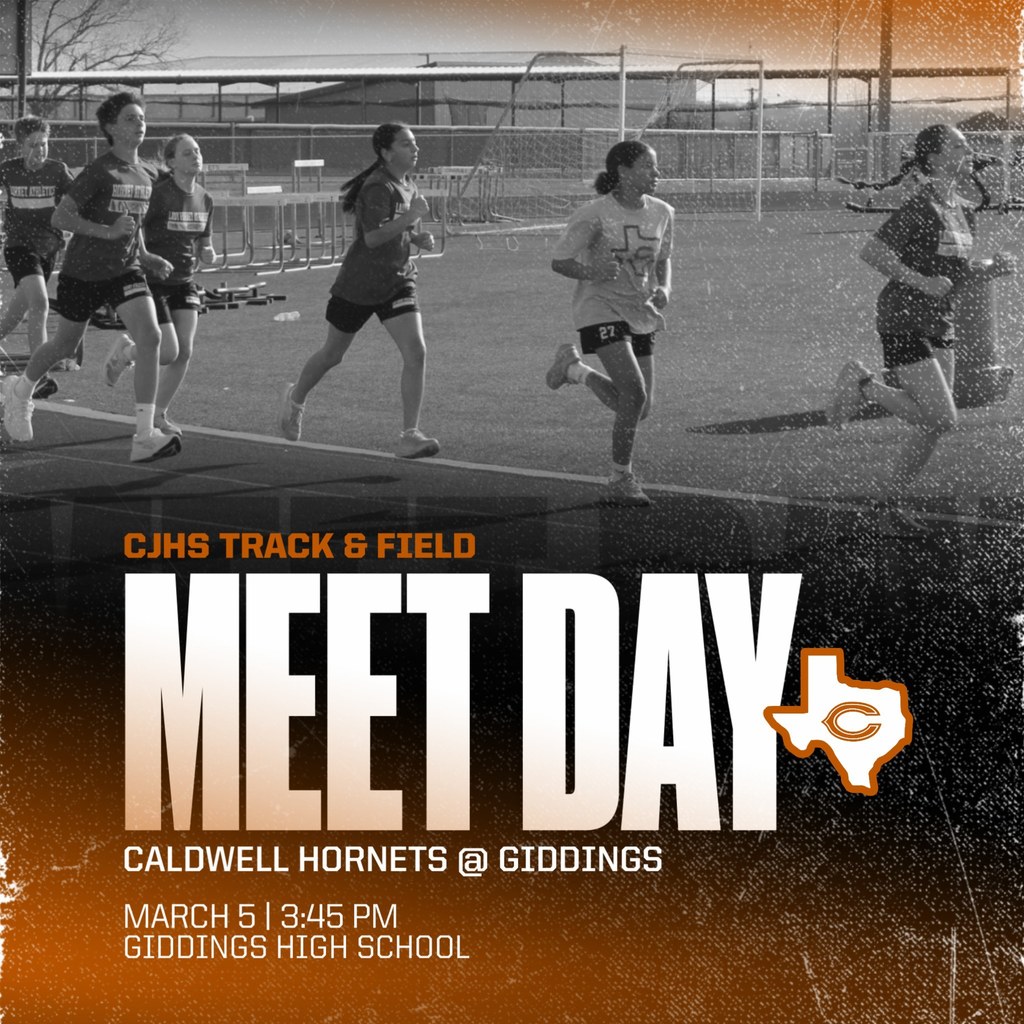 More Hornet Track & Field action today!  While our high school athletes compete in Somerville, the 𝗖𝗝𝗛𝗦 𝗛𝗼𝗿𝗻𝗲𝘁𝘀 𝘄𝗶𝗹𝗹 𝗯𝗲 𝗶𝗻 𝗚𝗶𝗱𝗱𝗶𝗻𝗴𝘀 this afternoon.  📍 Giddings High School ⏰ 3:45 PM  Good luck, Hornets! #CaldwellProud #CaldwellISD