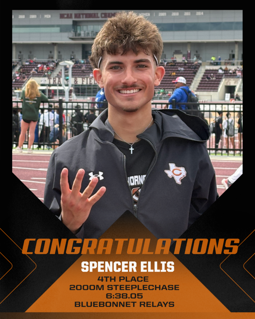 𝗖𝗼𝗻𝗴𝗿𝗮𝘁𝘂𝗹𝗮𝘁𝗶𝗼𝗻𝘀 𝘁𝗼 𝗖𝗮𝗹𝗱𝘄𝗲𝗹𝗹’𝘀 𝗦𝗽𝗲𝗻𝗰𝗲𝗿 𝗘𝗹𝗹𝗶𝘀! 🧡  Spencer placed 𝟰𝘁𝗵 𝗶𝗻 𝘁𝗵𝗲 𝟮𝟬𝟬𝟬𝗺 𝗦𝘁𝗲𝗲𝗽𝗹𝗲𝗰𝗵𝗮𝘀𝗲 at the 𝗧𝗲𝘅𝗮𝘀 𝗔&𝗠 𝗕𝗹𝘂𝗲𝗯𝗼𝗻𝗻𝗲𝘁 𝗛𝗶𝗴𝗵 𝗦𝗰𝗵𝗼𝗼𝗹 𝗜𝗻𝘃𝗶𝘁𝗮𝘁𝗶𝗼𝗻𝗮𝗹, finishing with a time of 𝟔:𝟑𝟖.𝟎𝟓 against a strong field of competitors from across the state. Great job representing Caldwell Track & Field! #CaldwellProud #CaldwellISD