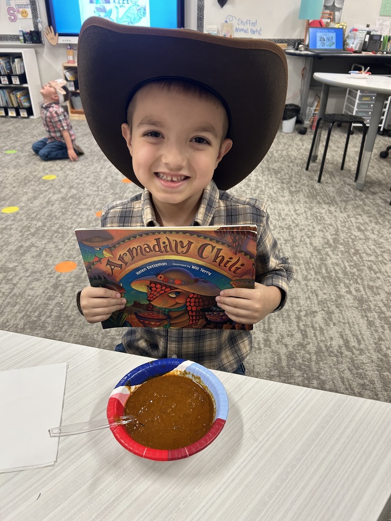 Yeehaw! 🤠  Kindergarten students celebrated the end of Texas Week with a Hoe-Down after reading Armadilly Chili and enjoying some chili together.  #CaldwellProud #CaldwellISD