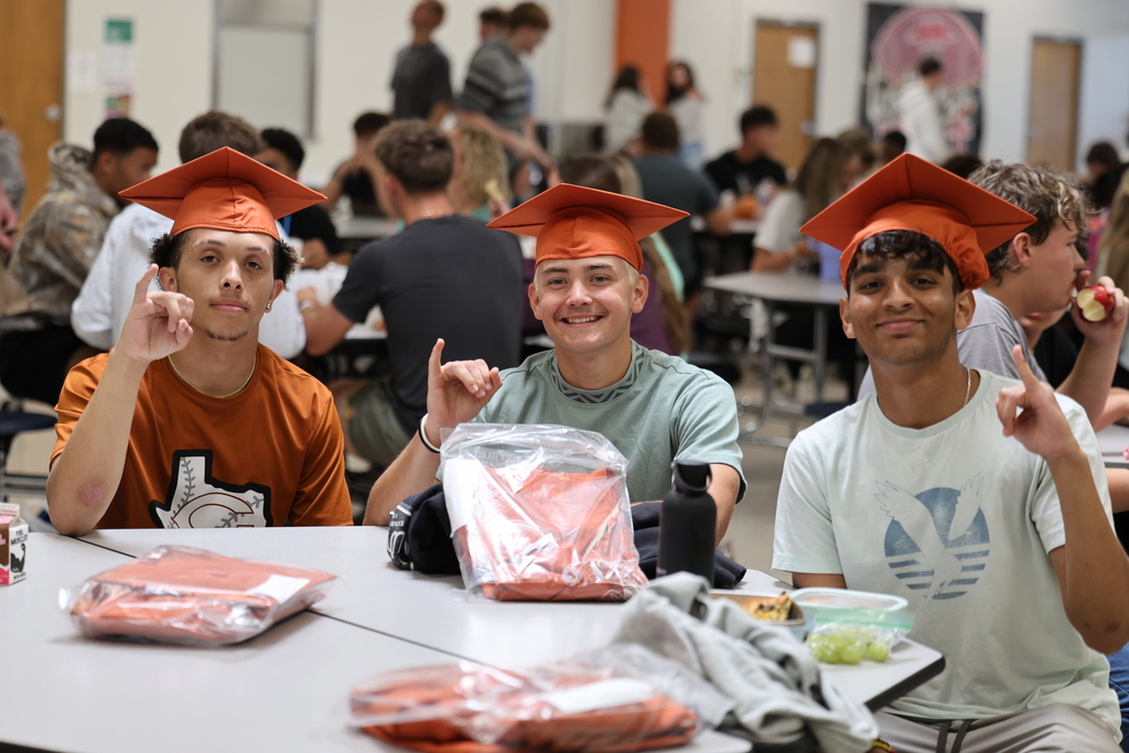 Cue the tears, Mom. It’s starting to feel real… 🎓🧡 Today, our seniors picked up their caps and gowns — a small moment that carries so many years of memories, hard work, and milestones.  If your student missed cap & gown distribution during lunch today, they can pick theirs up in the front office at CHS. #CaldwellProud #CaldwellISD