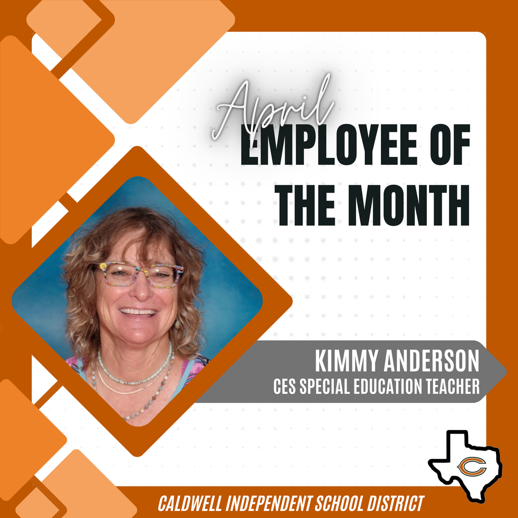 📢 📣 Announcing our APRIL Employee of the Month... 𝗠𝗦. 𝗞𝗜𝗠𝗠𝗬 𝗔𝗡𝗗𝗘𝗥𝗦𝗢𝗡! 📢 📣 A coworker nominated her, saying, "There are good teachers, great teachers, and then there are the rare educators who change the entire atmosphere of a campus — Ms. Kimmy Anderson is that teacher. With over 20 years of experience, she is seasoned, wise, and masterful in her craft, yet continues to show up each day with energy, purpose, and unwavering commitment. As a Special Education teacher, she meets every child with patience, compassion, and high expectations, creating a classroom where students feel safe, capable, and truly believed in. She sees potential where others may see struggle and celebrates every success, big or small. Ms. Anderson also builds strong partnerships with families, empowering and supporting them while fostering a true “one team” mindset. She leads by example, uplifts those around her, and represents the very best of Caldwell Elementary." Congratulations, Ms. Kimmy, and THANK YOU for choosing Caldwell ISD! #CaldwellProud #CaldwellISD