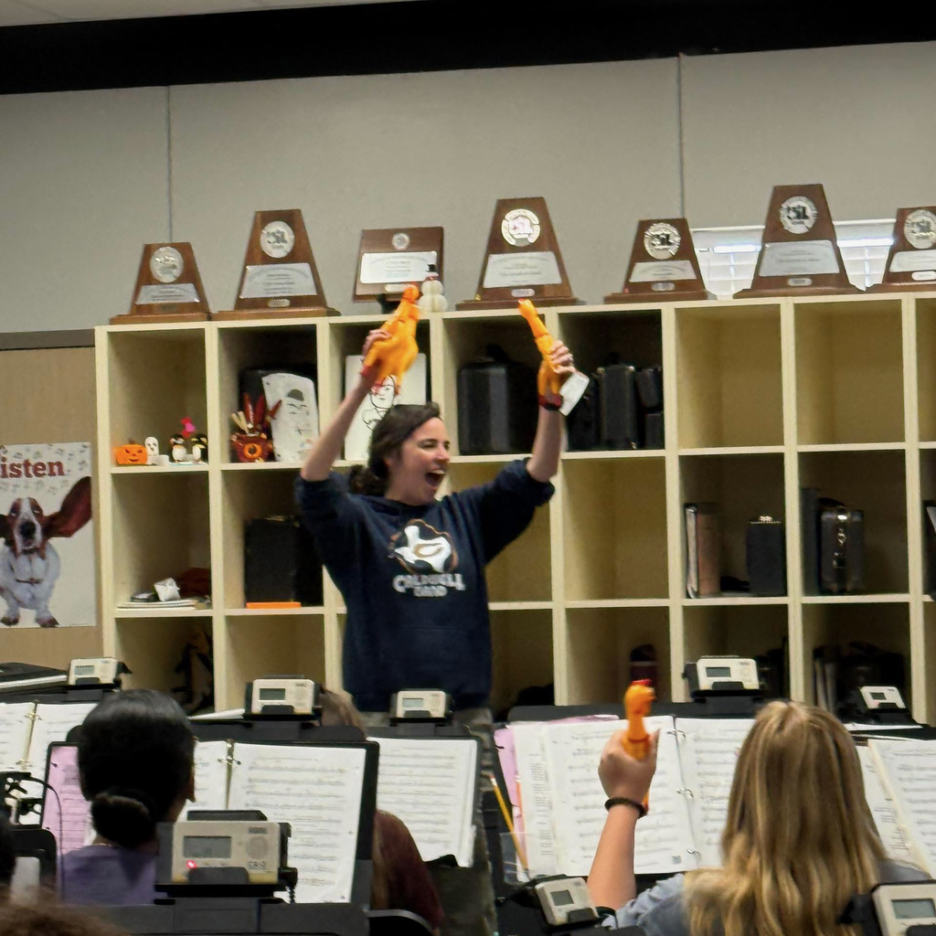 CJH Band is keeping things interesting… 🎶🐔 Rubber chickens included.  Spring concert is going to be one you don’t want to miss! #CaldwellProud #CaldwellISD