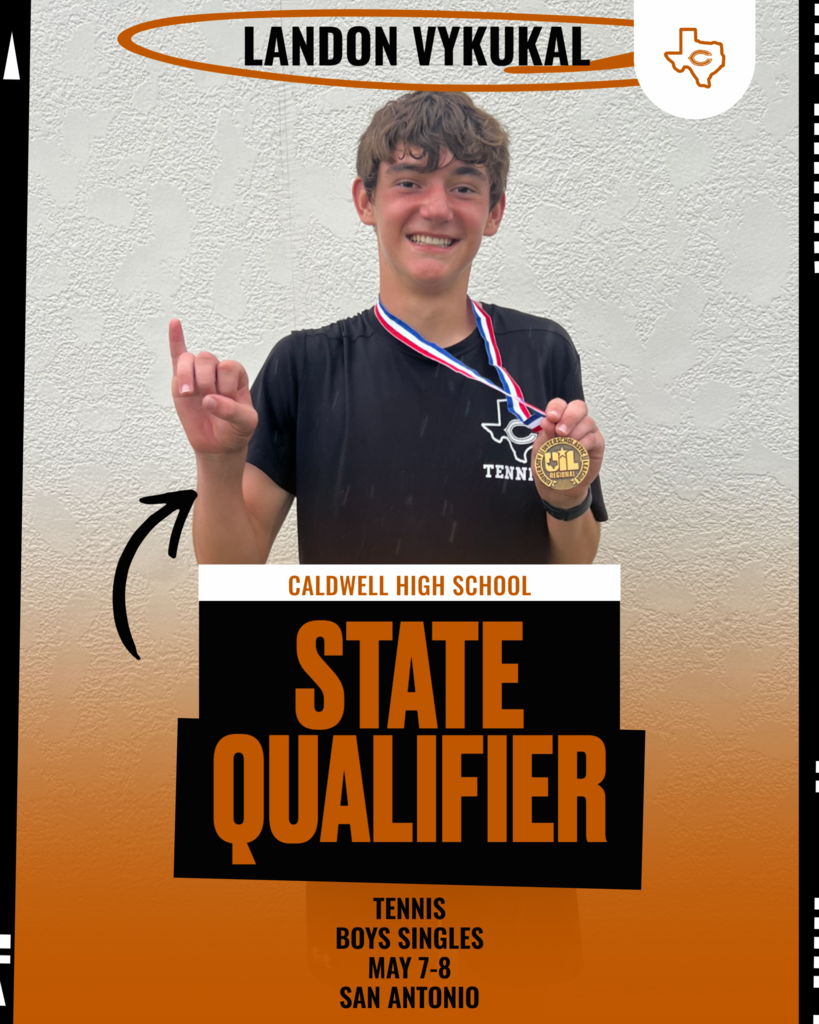 🔥 𝗕𝗜𝗚 𝗧𝗜𝗠𝗘 𝗔𝗖𝗖𝗢𝗠𝗣𝗟𝗜𝗦𝗛𝗠𝗘𝗡𝗧 🔥  Sophomore 𝗟𝗮𝗻𝗱𝗼𝗻 𝗩𝘆𝗸𝘂𝗸𝗮𝗹 is headed to STATE in Boys Singles Tennis! 🎾 Earning a spot at the UIL State Tournament is no small feat—and doing it as a sophomore makes it even more impressive.  𝗦𝗮𝗻 𝗔𝗻𝘁𝗼𝗻𝗶𝗼, 𝗵𝗲𝗿𝗲 𝗵𝗲 𝗰𝗼𝗺𝗲𝘀! 🧡 #CaldwellProud #CaldwellISD