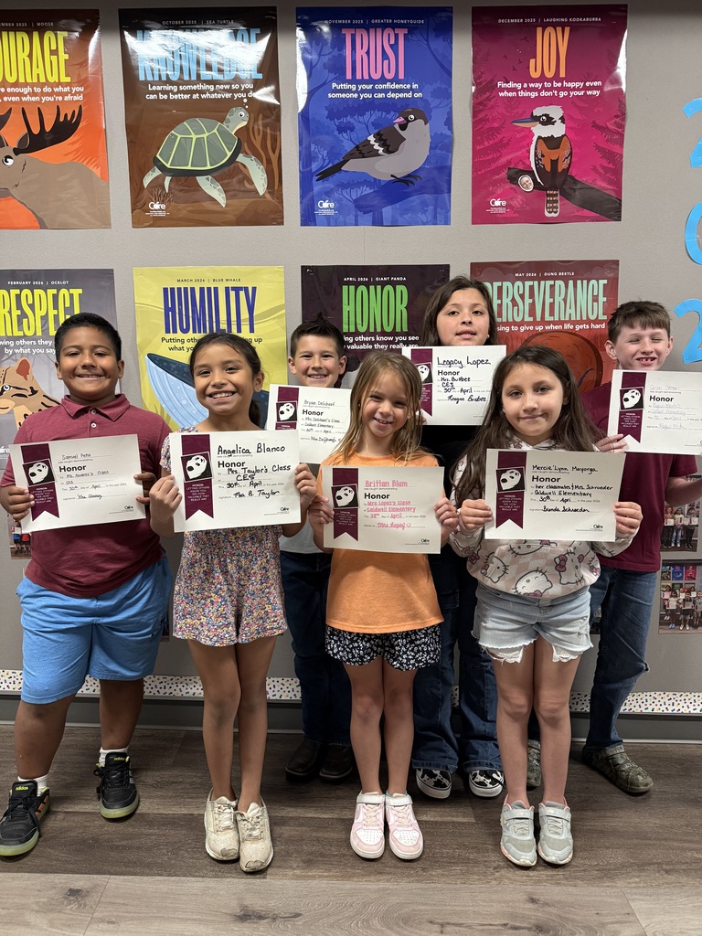 Caldwell Elementary students continue to shine through our Character Word of the Month program! 🧡  This month, we are proud to recognize students who demonstrated the character trait of HONOR by showing others how valuable they truly are through their words and actions. Congratulations to these outstanding young Hornets for leading by example each day! #CaldwellProud #CaldwellISD