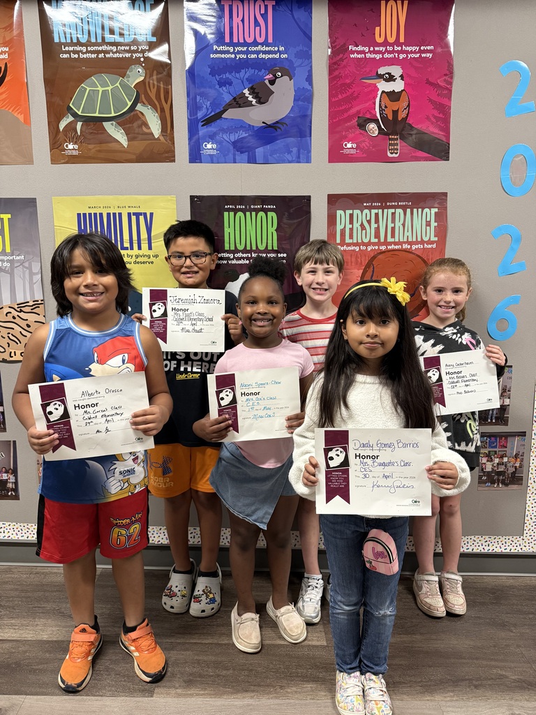 Caldwell Elementary students continue to shine through our Character Word of the Month program! 🧡  This month, we are proud to recognize students who demonstrated the character trait of HONOR by showing others how valuable they truly are through their words and actions. Congratulations to these outstanding young Hornets for leading by example each day! #CaldwellProud #CaldwellISD