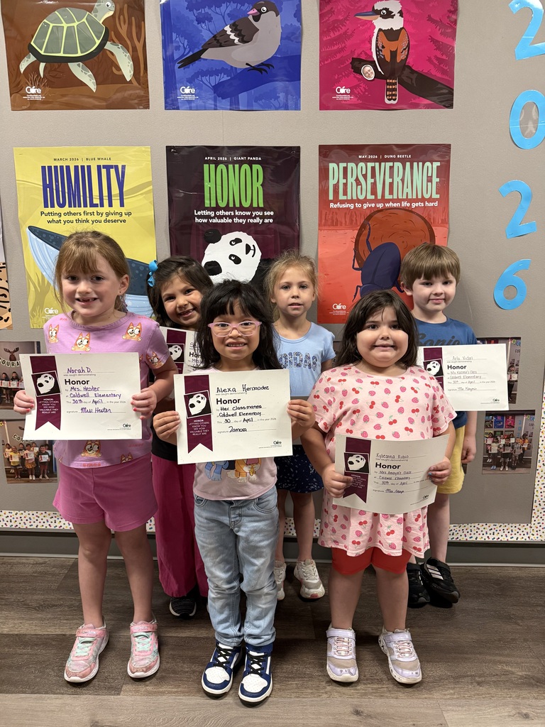Caldwell Elementary students continue to shine through our Character Word of the Month program! 🧡  This month, we are proud to recognize students who demonstrated the character trait of HONOR by showing others how valuable they truly are through their words and actions. Congratulations to these outstanding young Hornets for leading by example each day! #CaldwellProud #CaldwellISD