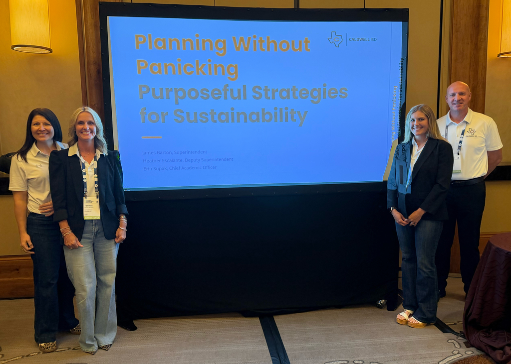 🎉 𝐀𝐧𝐨𝐭𝐡𝐞𝐫 𝐠𝐫𝐞𝐚𝐭 𝐲𝐞𝐚𝐫 𝐚𝐭 𝐒𝐋𝐈 𝐅𝐨𝐫𝐭 𝐖𝐨𝐫𝐭𝐡!  Our Caldwell ISD leadership team and Board Trustees spent the week learning, networking, and sharing ideas with school leaders from across Texas at the TASB Summer Leadership Institute.  We were honored to present “𝗣𝗹𝗮𝗻𝗻𝗶𝗻𝗴 𝗪𝗶𝘁𝗵𝗼𝘂𝘁 𝗣𝗮𝗻𝗶𝗰𝗸𝗶𝗻𝗴: 𝗣𝘂𝗿𝗽𝗼𝘀𝗲𝗳𝘂𝗹 𝗦𝘁𝗿𝗮𝘁𝗲𝗴𝗶𝗲𝘀 𝗳𝗼𝗿 𝗦𝘂𝘀𝘁𝗮𝗶𝗻𝗮𝗯𝗶𝗹𝗶𝘁𝘆,” sharing how Caldwell ISD is strategically planning for the future while remaining focused on student success.  From engaging sessions to meaningful conversations with education leaders from across the state, SLI provided valuable opportunities to bring new ideas and best practices back to our district.  We always leave inspired, energized, and proud to showcase the incredible work happening in Caldwell ISD. 🧡 #CaldwellProud #CaldwellISD #SLI2026
