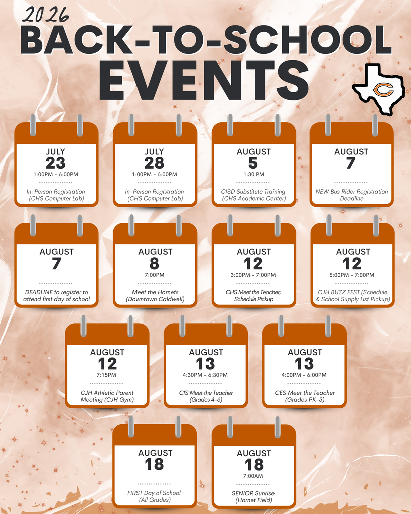 📚 Mark your calendars! 🗓️  The countdown to the first day of school is on! Check out our 2026 Back-to-School Events calendar for important dates, deadlines, and campus events leading up to August 18.  💾 Save this post so you don't miss a thing, and share it with another Hornet family!  We can't wait to welcome everyone back for another amazing school year. See you soon... Sting 'Em, Hornets! 🧡🖤