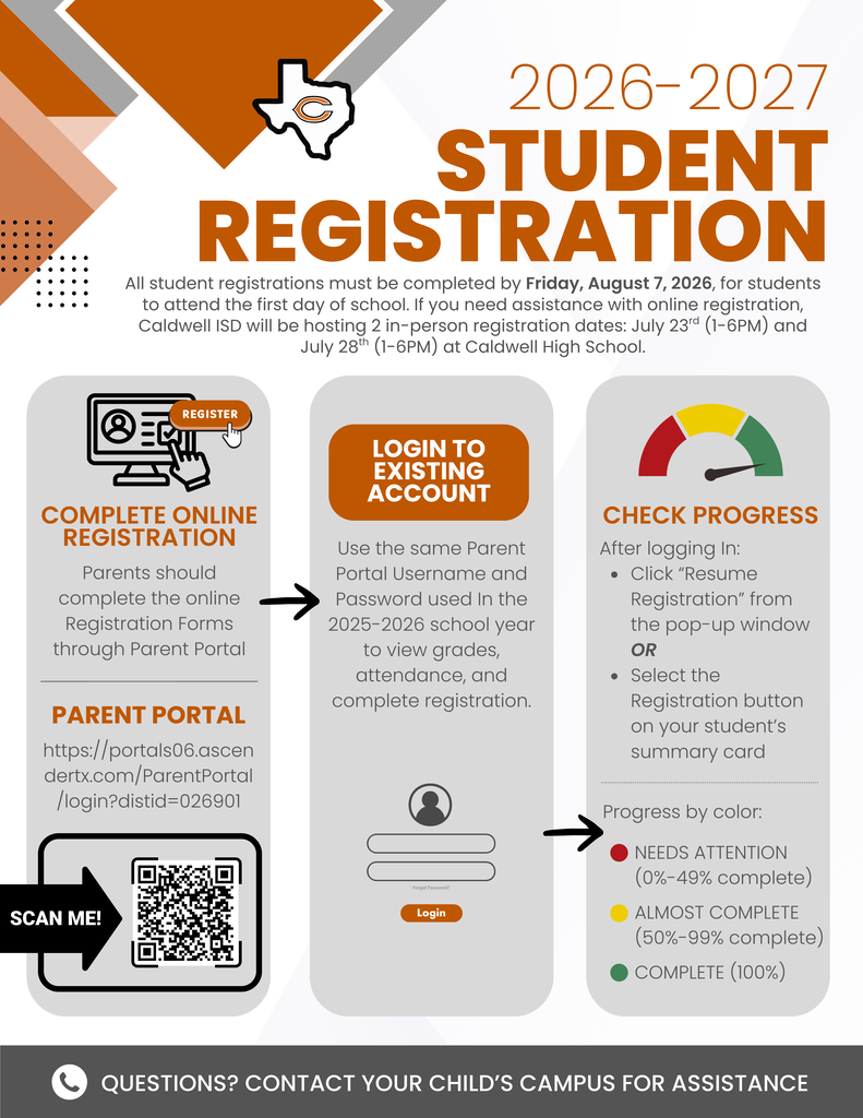 ⏰ 𝗙𝗶𝗻𝗮𝗹 𝗥𝗲𝗺𝗶𝗻𝗱𝗲𝗿!  𝗧𝗼𝗺𝗼𝗿𝗿𝗼𝘄 (𝗙𝗿𝗶𝗱𝗮𝘆, 𝗔𝘂𝗴𝘂𝘀𝘁 𝟳) 𝗶𝘀 𝘁𝗵𝗲 𝗱𝗲𝗮𝗱𝗹𝗶𝗻𝗲 𝘁𝗼 𝗰𝗼𝗺𝗽𝗹𝗲𝘁𝗲 𝘆𝗼𝘂𝗿 𝗰𝗵𝗶𝗹𝗱'𝘀 𝗼𝗻𝗹𝗶𝗻𝗲 𝗿𝗲𝗴𝗶𝘀𝘁𝗿𝗮𝘁𝗶𝗼𝗻 𝗶𝗻 𝗼𝗿𝗱𝗲𝗿 𝗳𝗼𝗿 𝘁𝗵𝗲𝗺 𝘁𝗼 𝗮𝘁𝘁𝗲𝗻𝗱 𝘁𝗵𝗲 𝗳𝗶𝗿𝘀𝘁 𝗱𝗮𝘆 𝗼𝗳 𝘀𝗰𝗵𝗼𝗼𝗹.  If you haven't completed registration yet, please log in to Parent Portal and finish the process as soon as possible. Questions? Contact your child's campus for assistance.  𝘞𝘦 𝘤𝘢𝘯'𝘵 𝘸𝘢𝘪𝘵 𝘵𝘰 𝘸𝘦𝘭𝘤𝘰𝘮𝘦 𝘰𝘶𝘳 𝘏𝘰𝘳𝘯𝘦𝘵𝘴 𝘣𝘢𝘤𝘬!