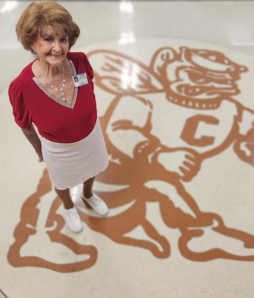 🧡 𝗢𝗡𝗖𝗘 𝗔 𝗛𝗢𝗥𝗡𝗘𝗧, 𝗔𝗟𝗪𝗔𝗬𝗦 𝗔 𝗛𝗢𝗥𝗡𝗘𝗧. 🧡  Friday night’s Homecoming was made extra special by a very special guest — 𝗦𝘁𝗲𝗽𝗵𝗶𝗻𝗮 (𝗡𝗮𝘃𝗿𝗮𝘁𝗶𝗹) 𝗗𝗶𝗗𝗼𝗻𝗮𝘁𝗼, Caldwell High School Class of 1951.  At 94 years young, Stephina traveled all the way from Delaware to come home to Caldwell. She spent the day touring CHS and visiting band rehearsal before making the most of Friday night under the lights.  Under the Friday night lights, she 𝗰𝗼𝗻𝗱𝘂𝗰𝘁𝗲𝗱 𝘁𝗵𝗲 𝗛𝗼𝗿𝗻𝗲𝘁 𝗕𝗮𝗻𝗱 𝗶𝗻 𝘁𝗵𝗲 𝘀𝗰𝗵𝗼𝗼𝗹 𝗮𝗹𝗺𝗮 𝗺𝗮𝘁𝗲𝗿, 𝗽𝗿𝗼𝘂𝗱𝗹𝘆 𝗙𝗟𝗜𝗣𝗣𝗘𝗗 𝘁𝗵𝗲 𝗰𝗼𝗶𝗻 𝗳𝗼𝗿 𝘁𝗵𝗲 𝗼𝗽𝗲𝗻𝗶𝗻𝗴 𝘁𝗼𝘀𝘀, 𝗮𝗻𝗱 𝗵𝗲𝗹𝗽𝗲𝗱 𝗰𝗿𝗼𝘄𝗻 𝗼𝘂𝗿 𝟮𝟬𝟮𝟲 𝗛𝗼𝗺𝗲𝗰𝗼𝗺𝗶𝗻𝗴 𝗤𝘂𝗲𝗲𝗻.   Seventy-five years after graduating from CHS, Stephina reminded us that the years may pass and generations may change, but 𝒚𝙤𝒖 𝒏𝙚𝒗𝙚𝒓 𝒓𝙚𝒂𝙡𝒍𝙮 𝙨𝒕𝙤𝒑 𝒃𝙚𝒊𝙣𝒈 𝒂 𝑯𝙤𝒓𝙣𝒆𝙩.  Thank you for coming home, Stephina. 𝗧𝗵𝗶𝘀 𝗶𝘀 𝗼𝗻𝗲 𝗛𝗼𝗺𝗲𝗰𝗼𝗺𝗶𝗻𝗴 𝘄𝗲 𝘄𝗼𝗻’𝘁 𝘀𝗼𝗼𝗻 𝗳𝗼𝗿𝗴𝗲𝘁. #CaldwellProud #CaldwellISD